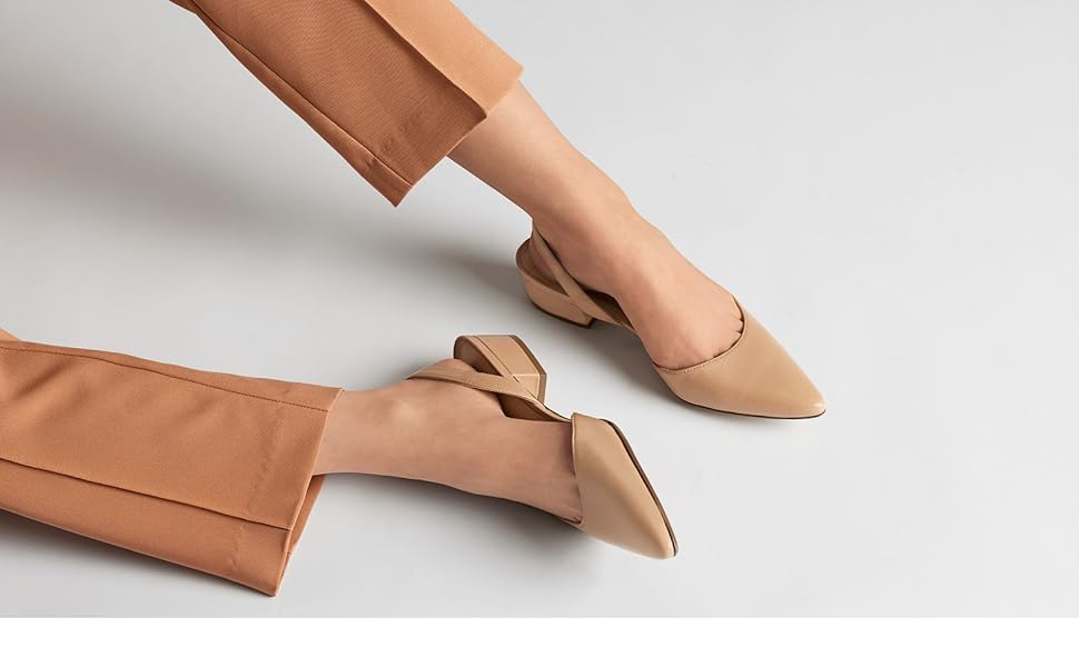 Model wearing Banks sling back pump