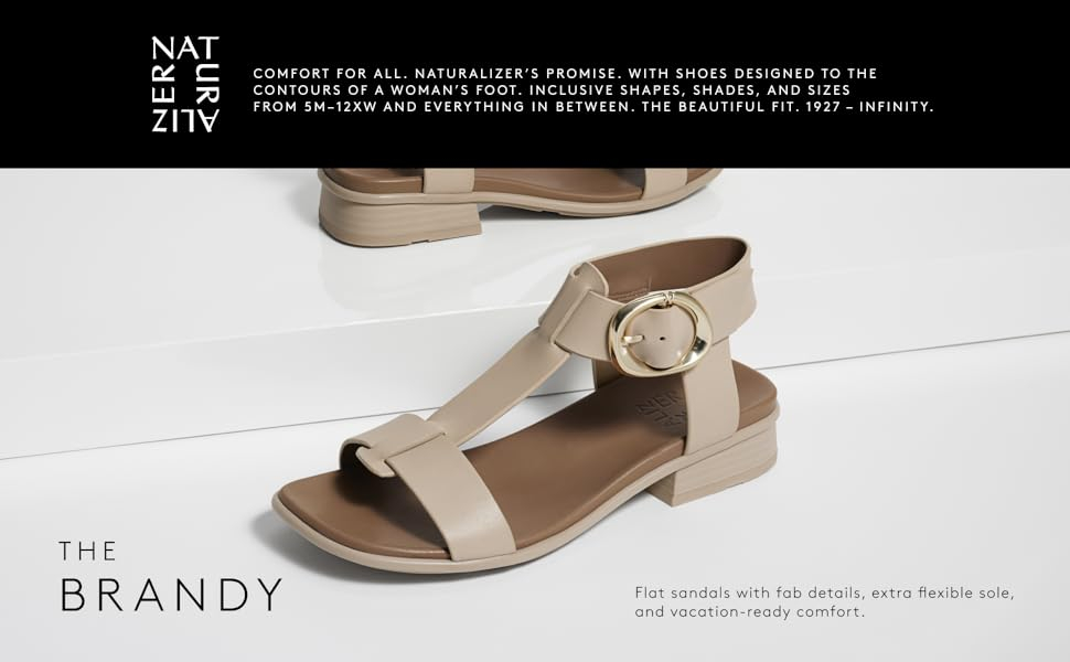 Flat sandals with fab details, extra flexible sole, and vacation-ready comfort.